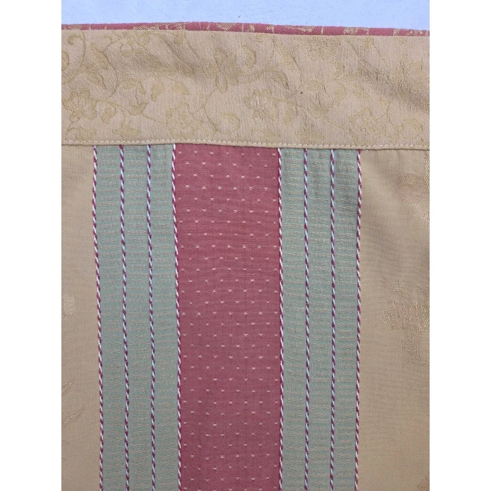 2 Vtg Waverly Tuscan Jacquard‎ Piped Trim Mustard Sage Rust King Pillow Shams